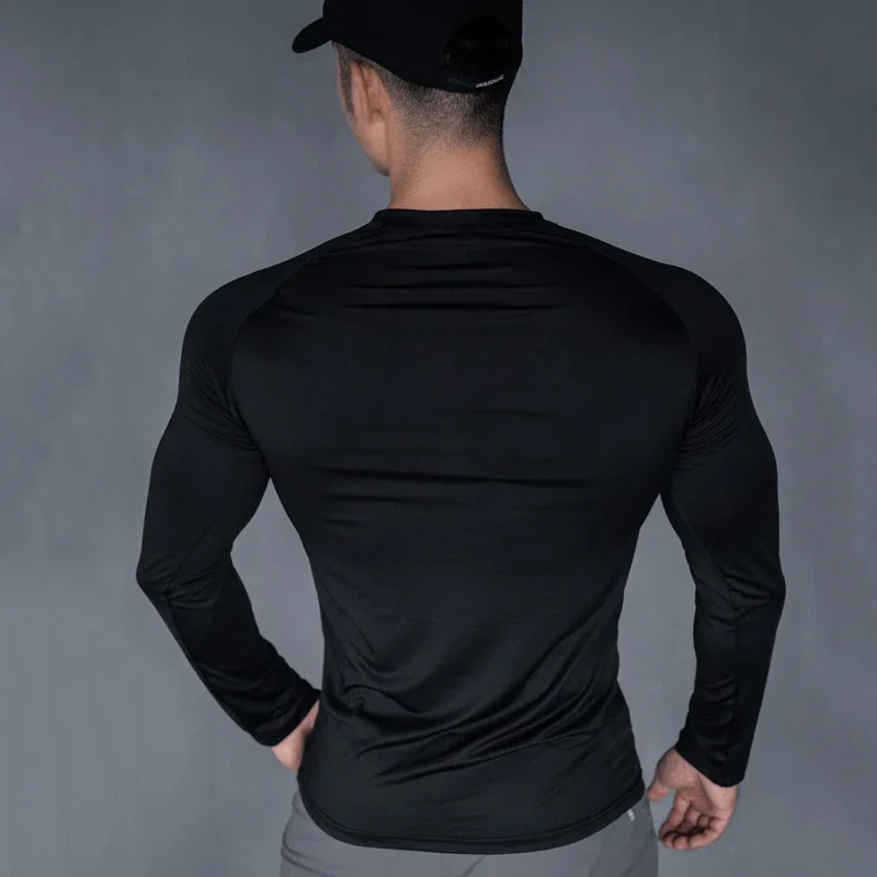 Men's sulfur sleeve T-shirt, jacquard fabric, quick exhaust, breathable, tight fitting, gym, running, astronomical training, spr