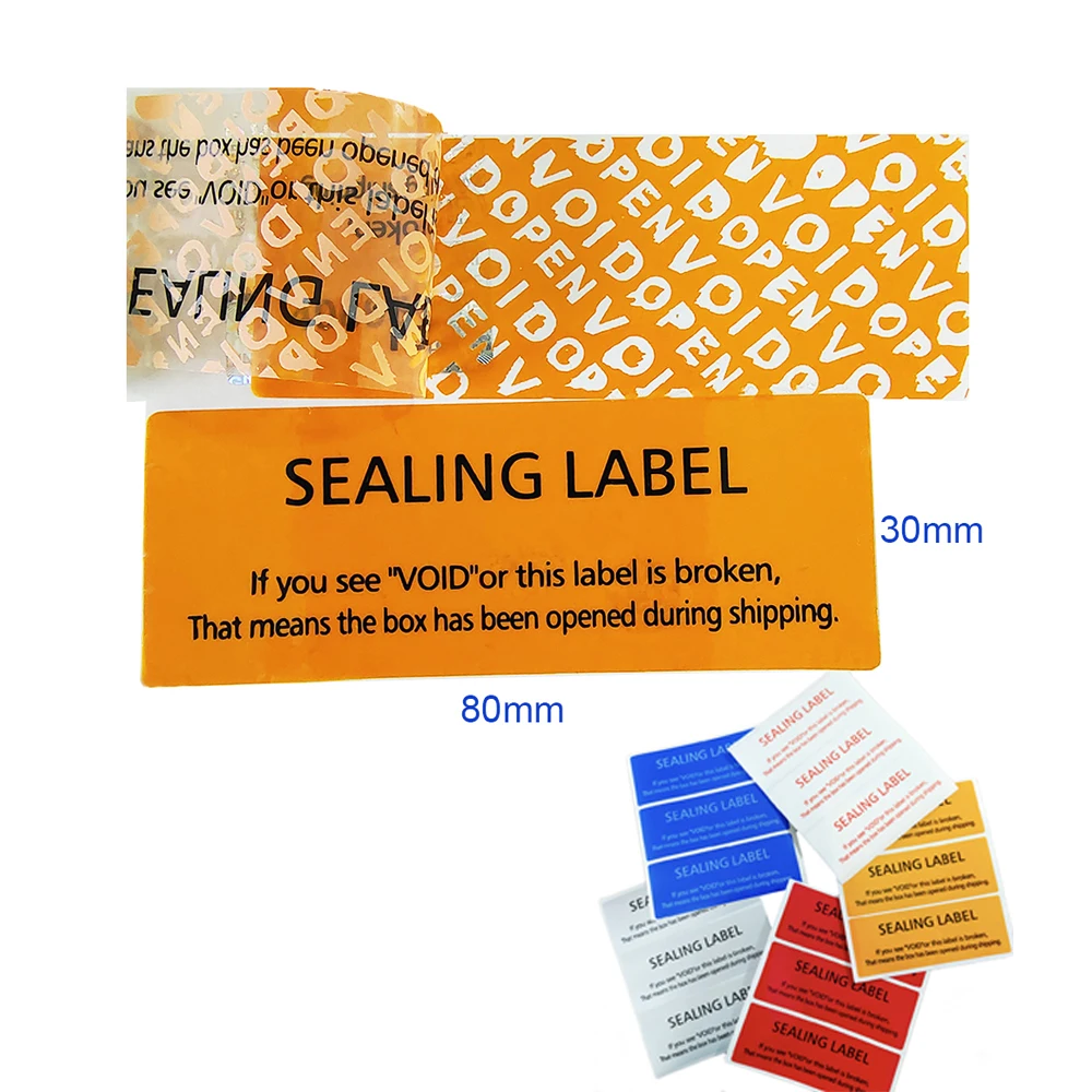 100PCS 80x30mm SEALING LABEL Sticker for Boxes Security OPEN VOID Left If Tampered Removal Proof Water Resistant Vinyl Tag