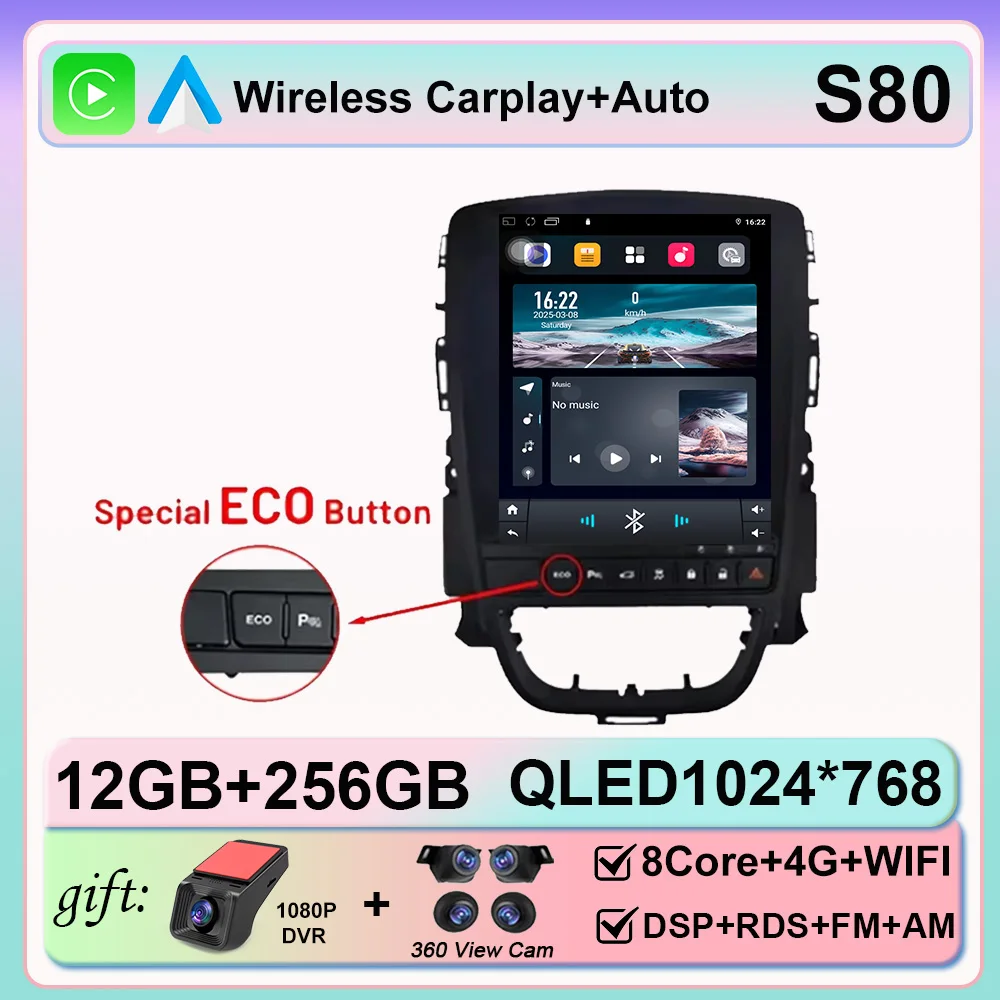 Android 16 Carplay voor Opel Astra J Cascada Buick Verano Excelle 2009-2015 Autoradio Auto Navigatie Multimedia Speler - afbeelding 1