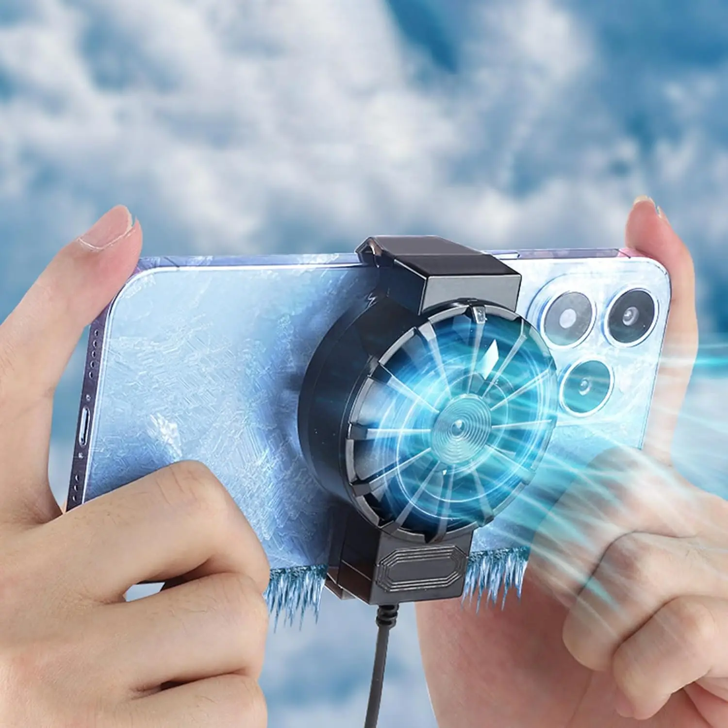 ventola di raffreddamento per cellulare con luce blu