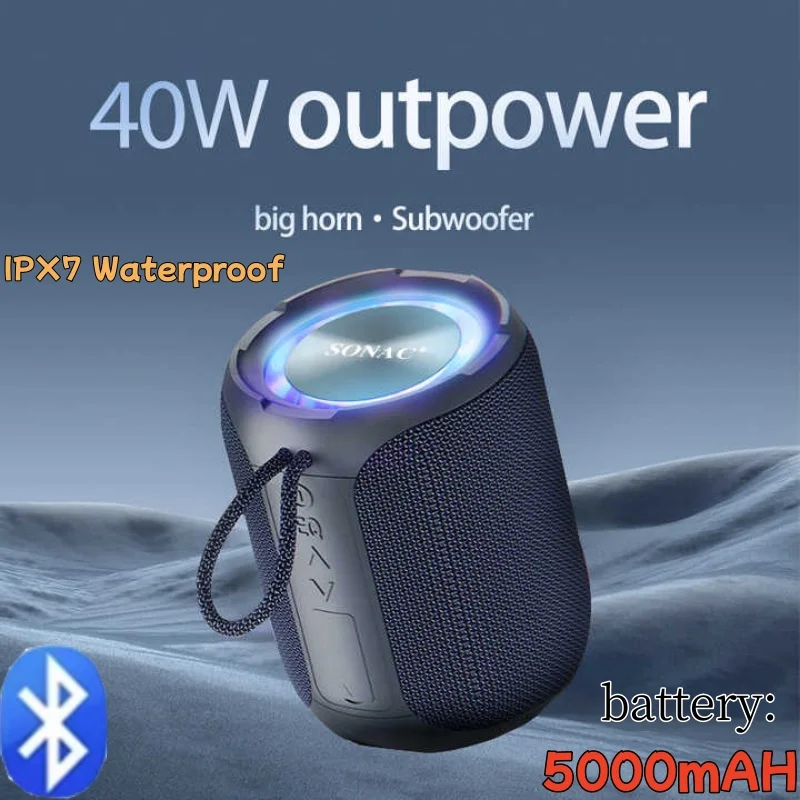 Outdoor Portable Caixa De Som Bluetooth Speaker IPX7 Waterproof High Volume Column Music Box TFcard High Power 40W Subwoofer AUX