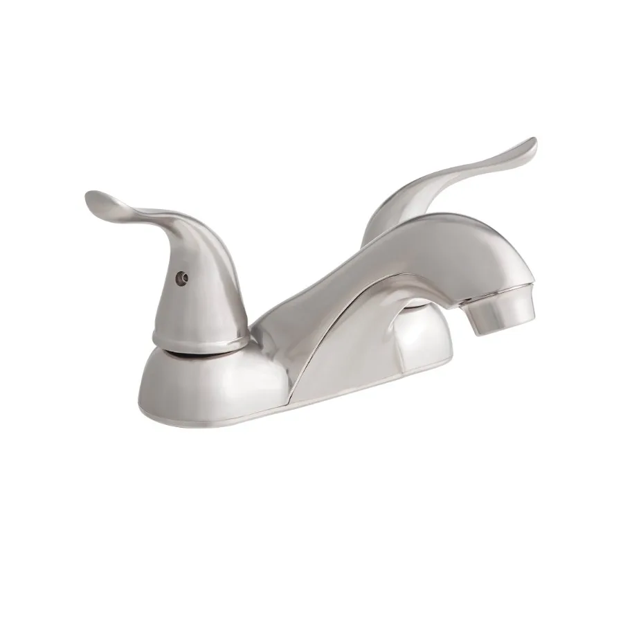 

4-inch Centerset Bathroom Faucet with Push Pop-up Dual Handle Satin Nickel