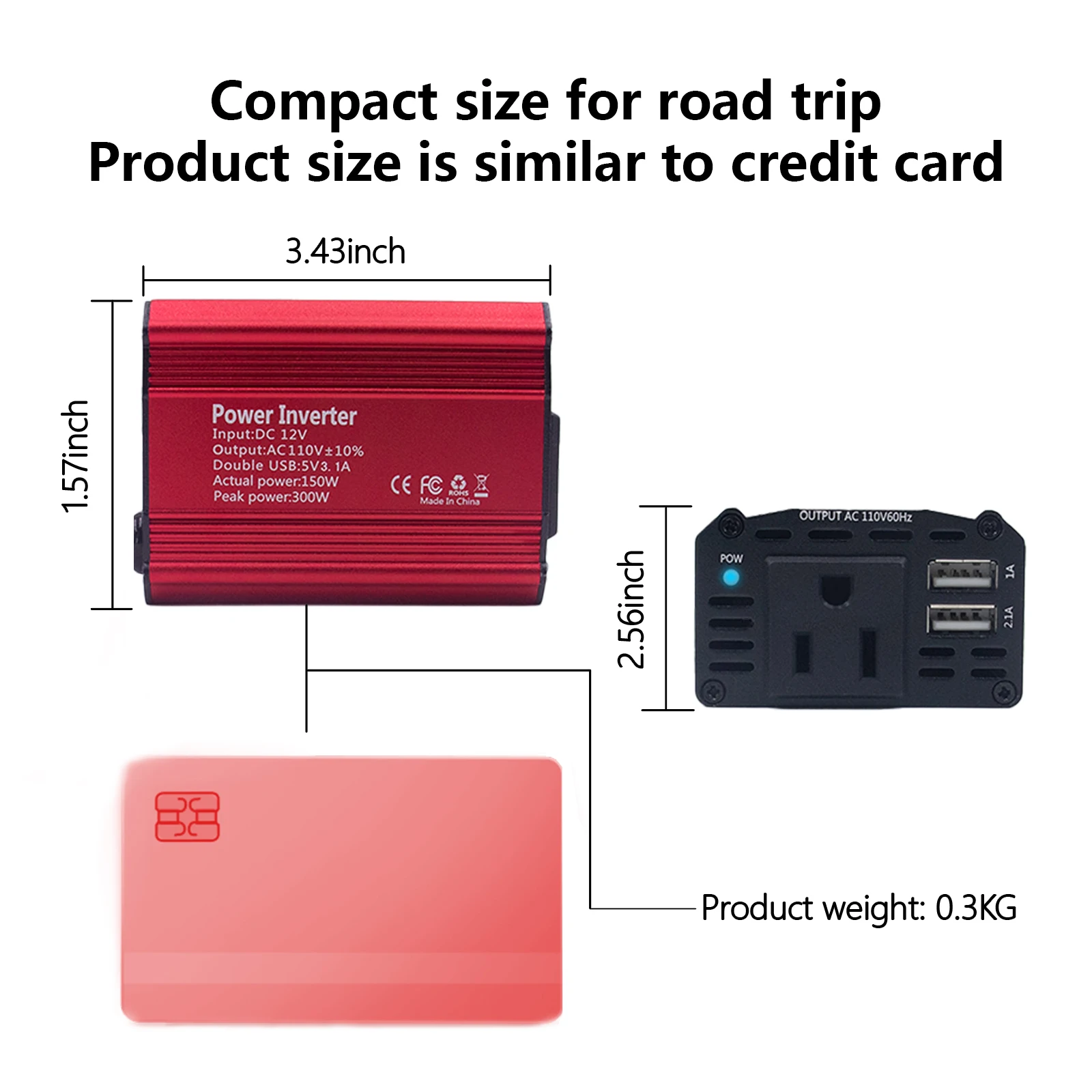 تيار مستمر 12 فولت إلى 110 فولت التيار المتناوب سيارة العاكس 300 واط تيار مستمر إلى التيار المتناوب محول طاقة محول أوتوماتيكي مع مقبس الولايات المتحدة المزدوج USB الولايات المتحدة التوصيل