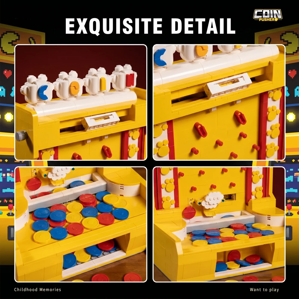 Electric Coin Pusher Building Blocks ﻿Amusement Game Consoles Assembly Model Bricks Collection Desk Decorations Creative Toys Adult Gifts 2093PCS