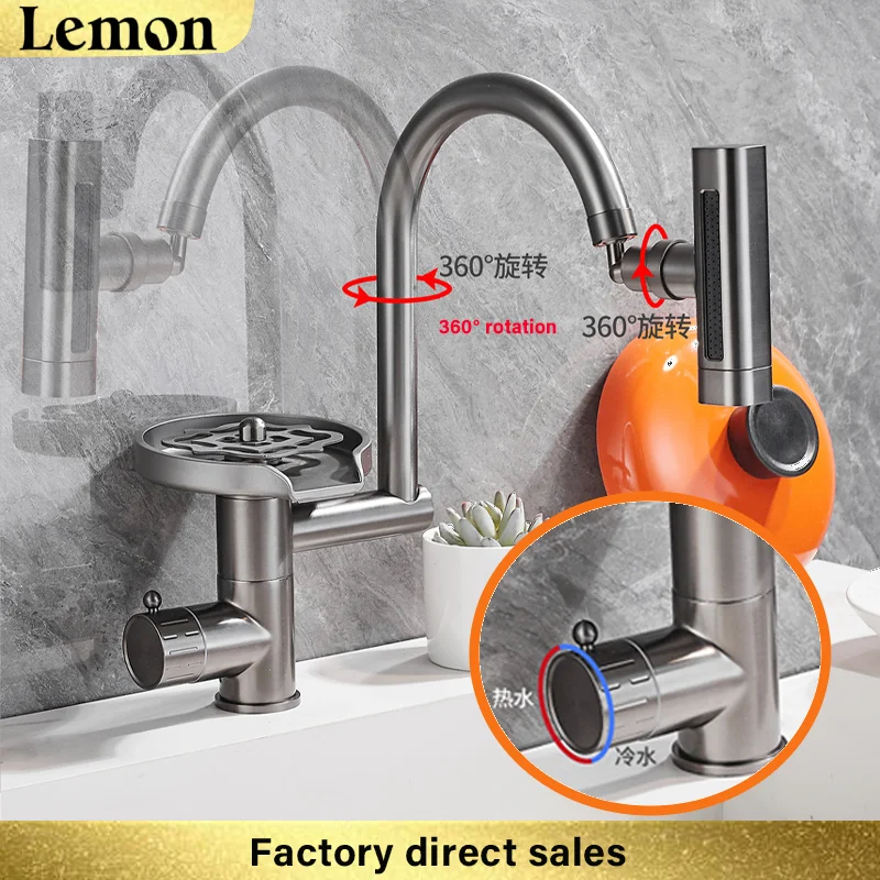 

CHOOXIWU Lemon - кухонная мойка-водопад из нержавеющей стали с держателем для ножей, набор смесителей с цифровым дисплеем, тисненный, очень большой, с одним слотом