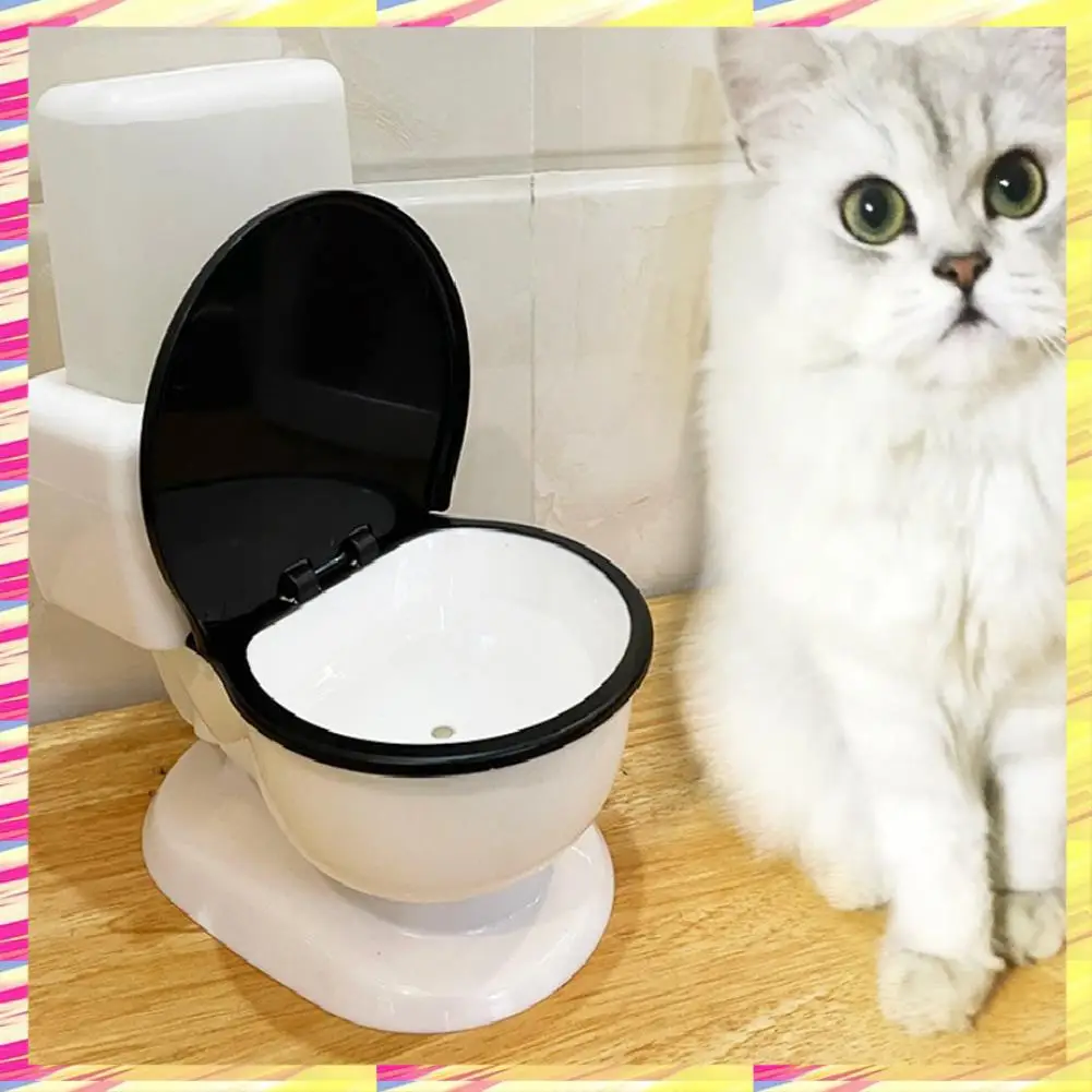 

ABJJ 650ML Cats Toilet Shaped Water Dispenser Drinking Bowl Water Flow Unplugged Automatic Water Feeding Artifact Pet Supply Dur