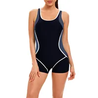 Traje de baño deportivo sin mangas para mujer, traje de neopreno conservador de una pieza con espalda descubierta y almohadilla en el pecho, traje de baño tipo bóxer a juego de colores