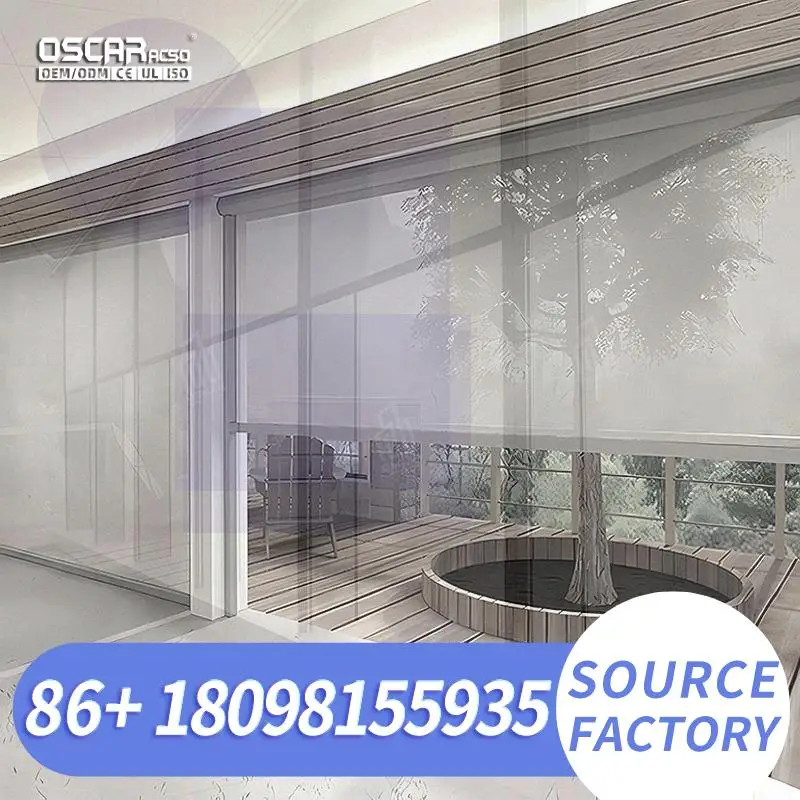 Upgrade Outdoor Living with Motorized Zip Track Roller Shade for Deck Porch Balcony Use Rolling Blind