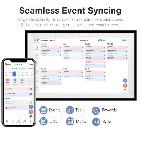Calendrier numérique intelligent pour la maison de 15.6 pouces, écran tactile interactif, calendrier domestique, synchronisation WiFi et cadre Photo numérique