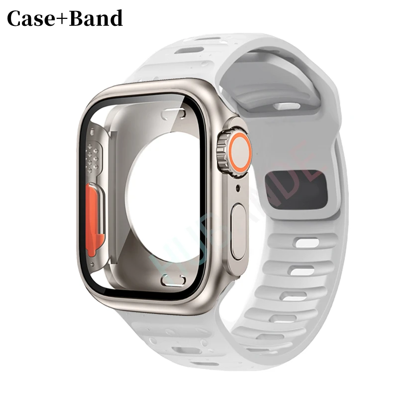 Silikonarmband für Apple Watch 44 mm, 45 mm, 41 mm, 40 mm + Displayschutzfolien, passend für iWatch Series 9, 8, 7, SE, 6, 5. – Detail 5