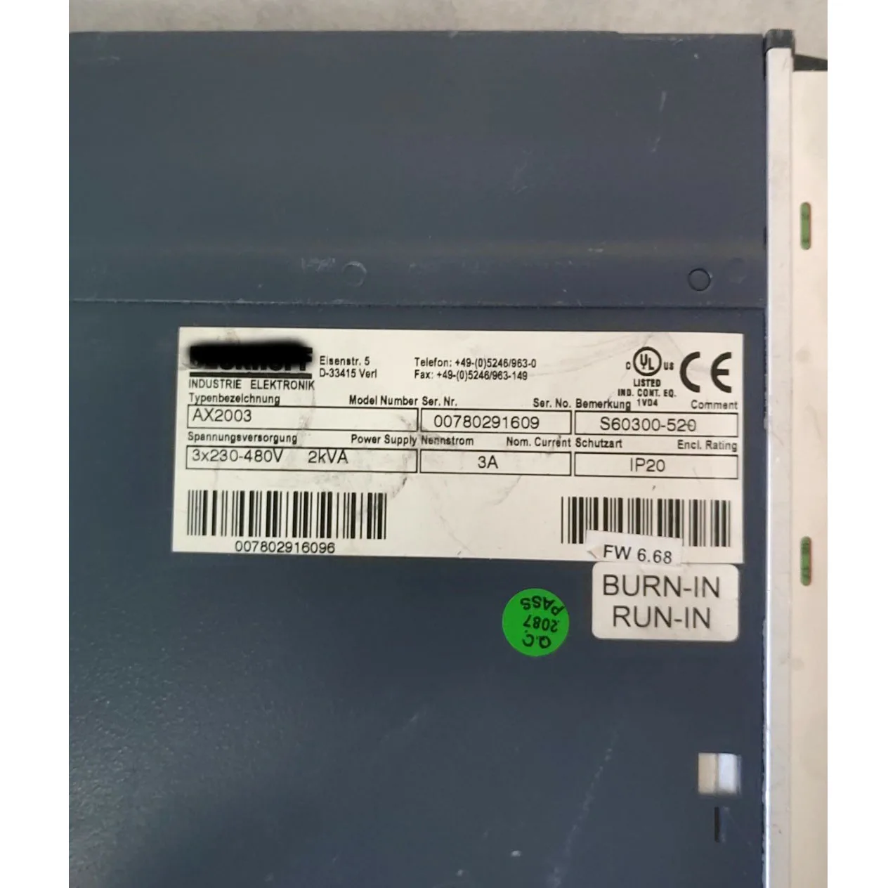 AX2003 S60300-520 เซอร์โวไดรฟ์