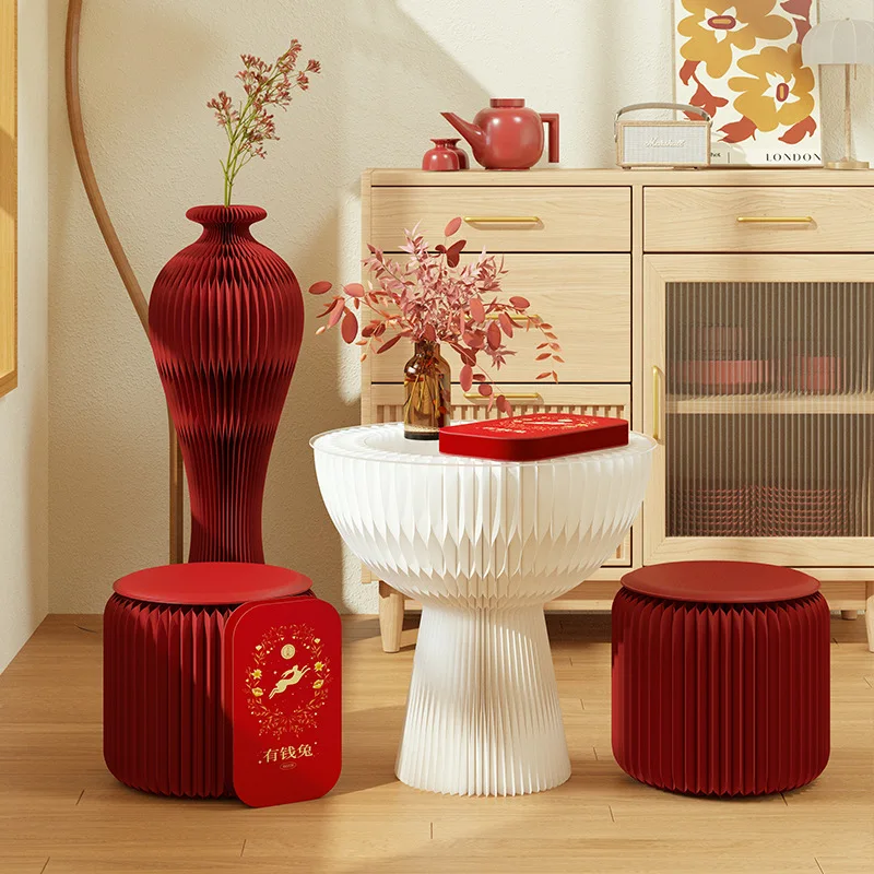 

Eighteen Paper Folding Stool Household Sofa Stool Bench Living Room Bedroom Space Saving