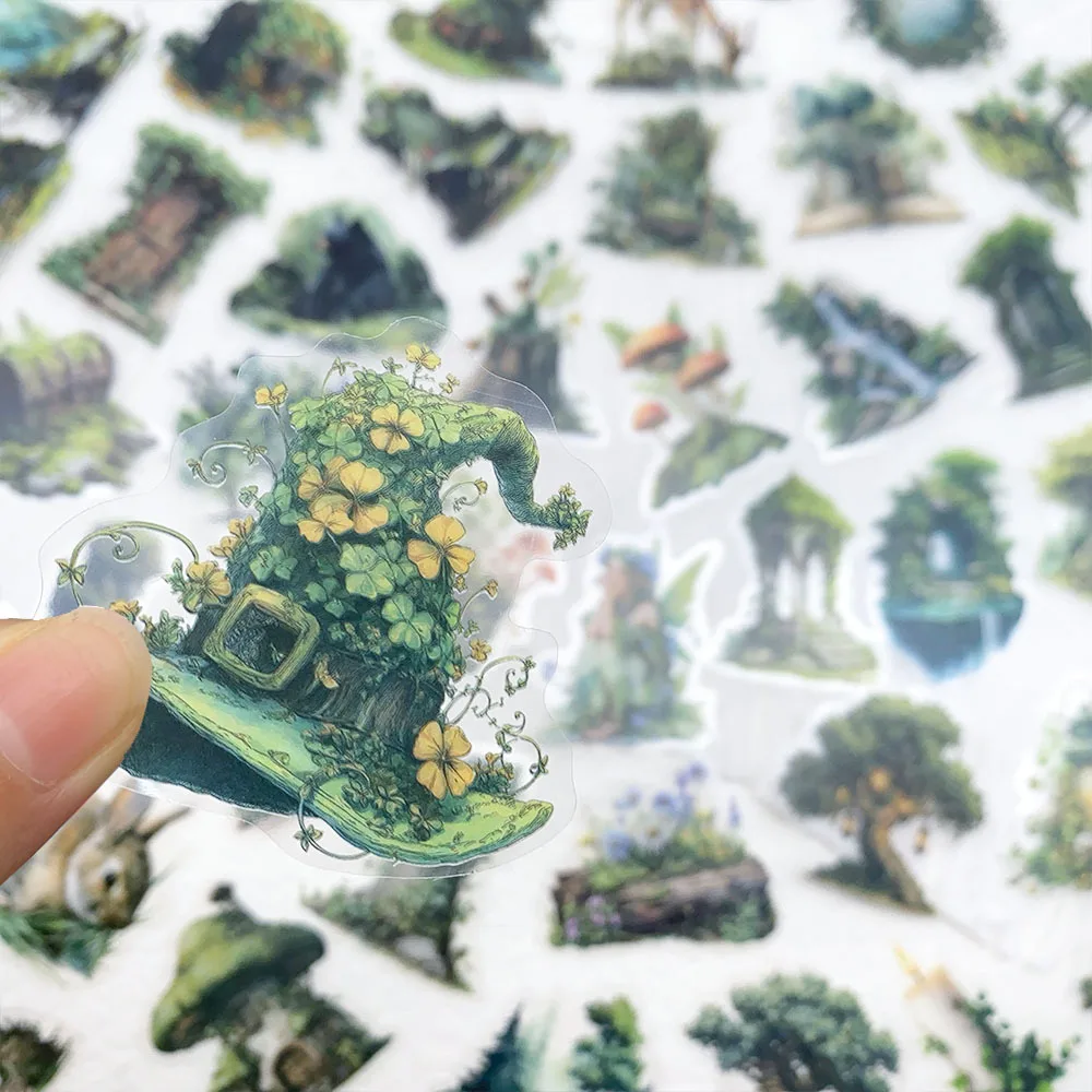 

10/30/50PCS Forest elf Theme Transparent PET Stickers For Phone Bottle Scrapbook Travel Bag DIY Aesthetic Decals Gifts