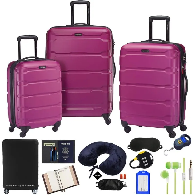 

Samsonite 68311-0596 Omni Hardside Luggage Nested Spinner Set 20 Inch, 24 Inch, 28 Inch - Radiant Pink Bundle w/Deco Gear