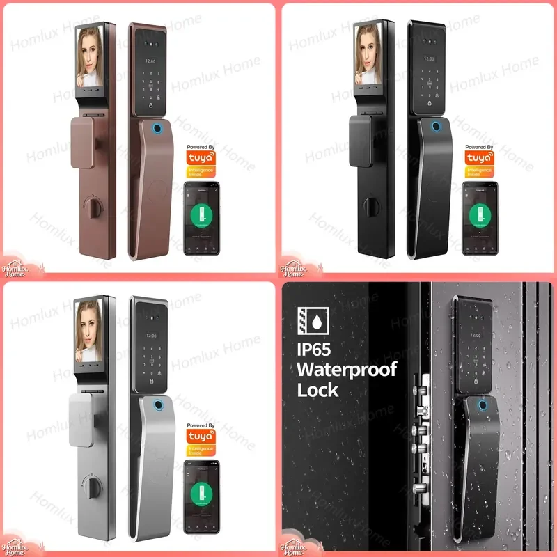 6068 85mm Ferrule Smart Door Lock with Tuya WiFi Fingerprint Password Card Face ID Unlock Electronic Lock for Home Office