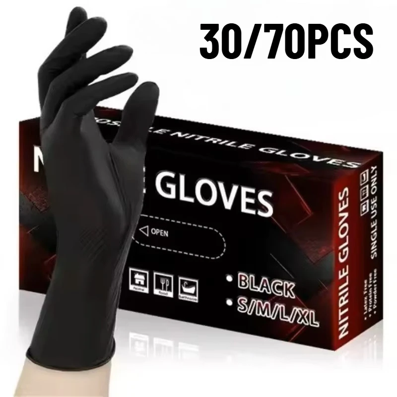 

30/70 шт. одноразовые черные нитриловые перчатки одноразовые чистящие средства для бытовой уборки кухня красота парикмахерские инструменты для вышивания