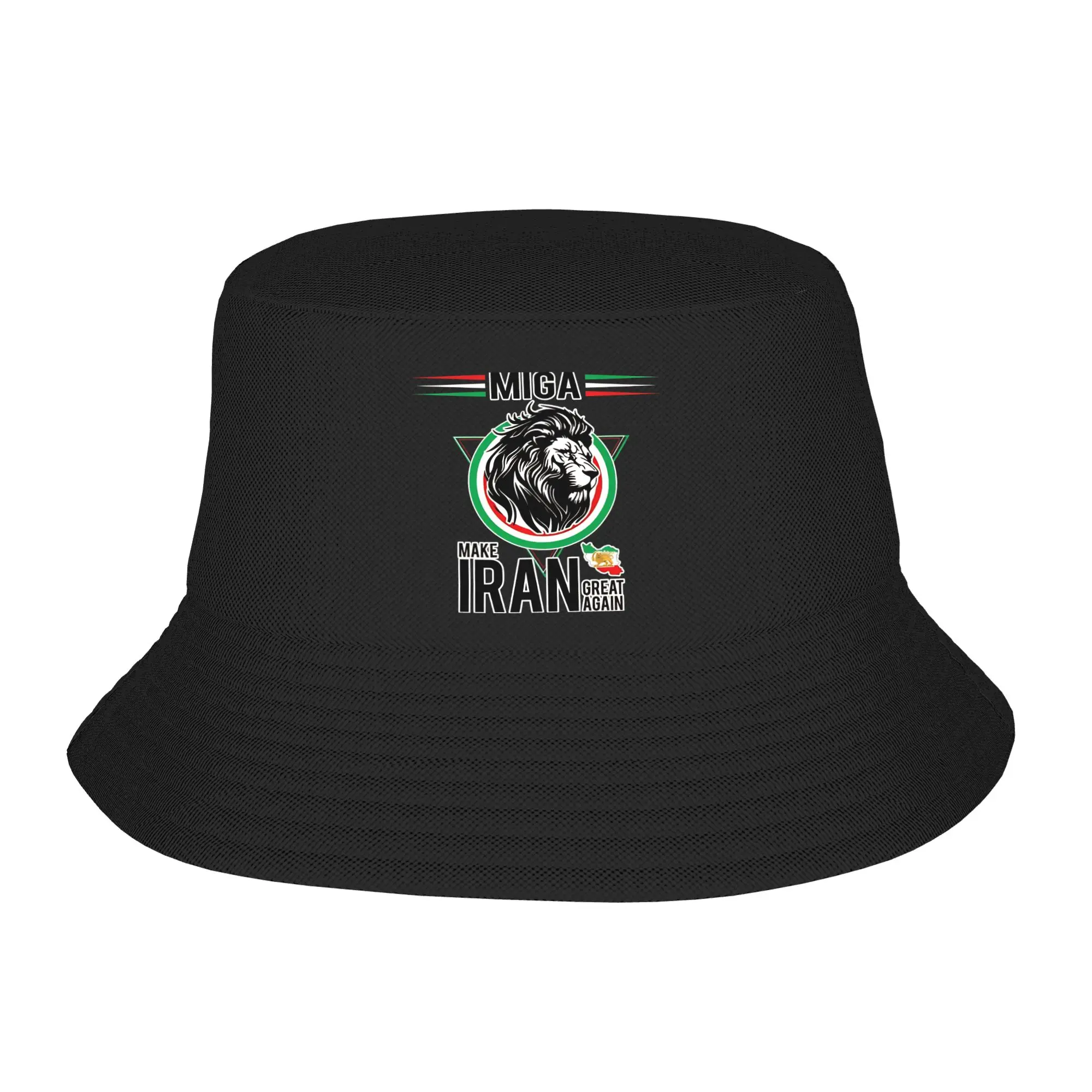 Make Iran Great Again Persian Lion Artwork Bucket Hat  Hip Hop Fisherman Caps For Unisex Fashion Fishing Visor Hats Foldable Cap