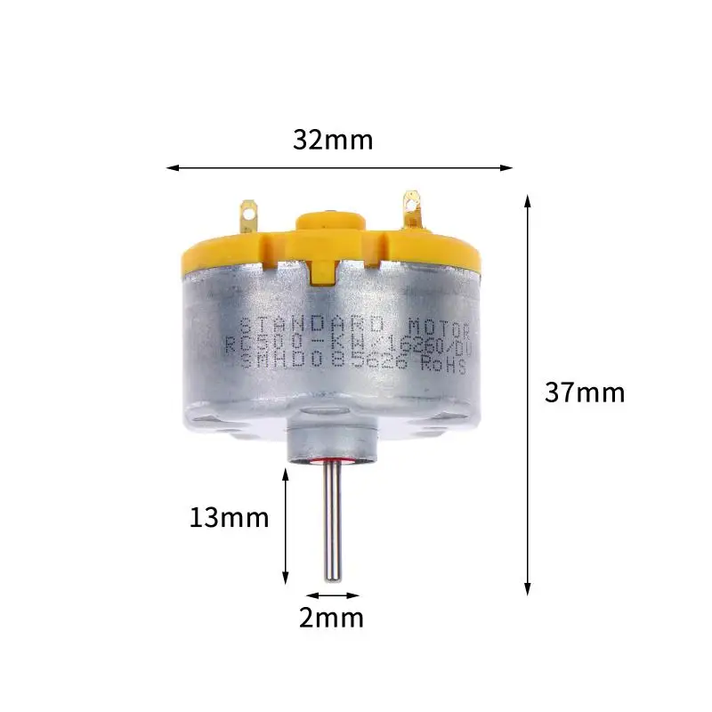1/2pcs 32mm Mini RC500-KW/16260 DC Motor 6V 9V 12V Round Spindle for Small Fan Power Component Replacement