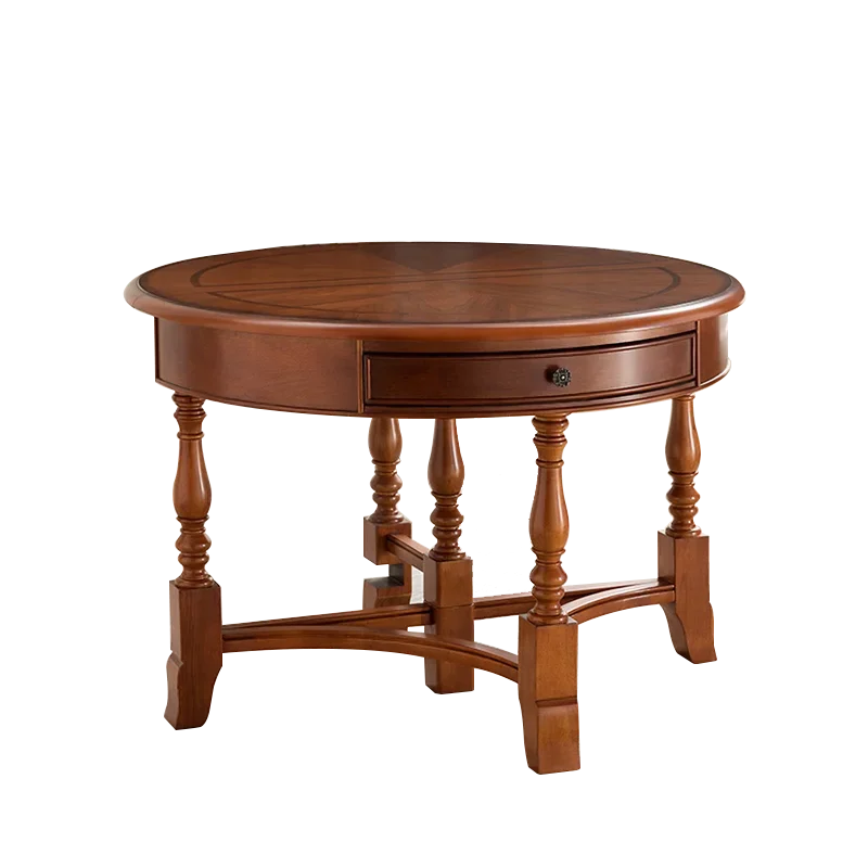 American dining table foldable retractable table solid wood dining table round small apartment dining table semi-round entrance