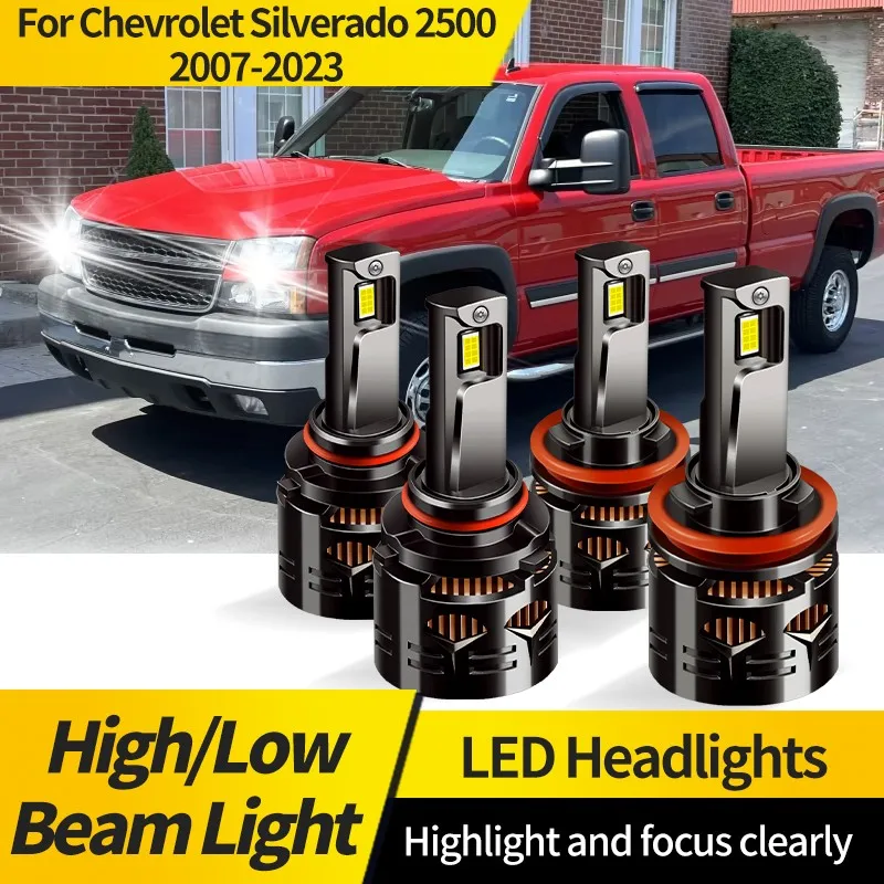 

2PCS For Chevrolet Silverado 2500 2007-2023 9005 HB3 LED Headlight Bulb H11 Super Bright Auto Driving Headlamp Hi/Lo Beam Bulbs