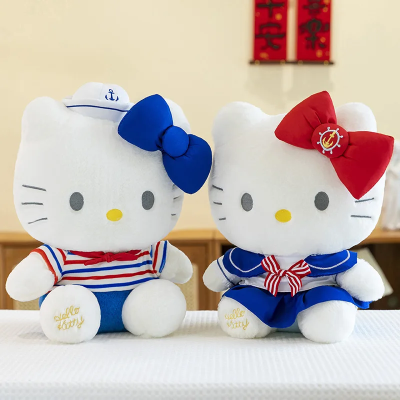 

Kawaii Sanrio Hello Kitty Plush Toy Navy Series Anime Stuffed Doll Cute Soft Pillow Kids Birthday Gift for Girls Valentine's Day