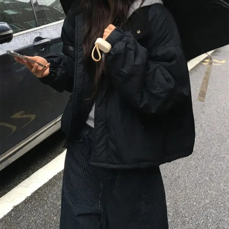 Eenvoudige opstaande kraag, verdikte warme jas, veelzijdig commuter-ritsjack, herfst/winter 2025