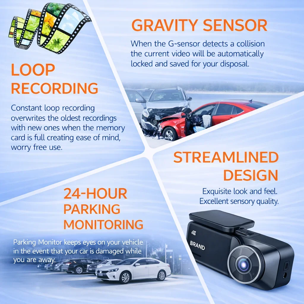 Autosali V9 Dash Cam 2K UHD Night Vision Car Camera DVR with Built-In Wi-Fi GPS 24H Parking Support Video Recorder