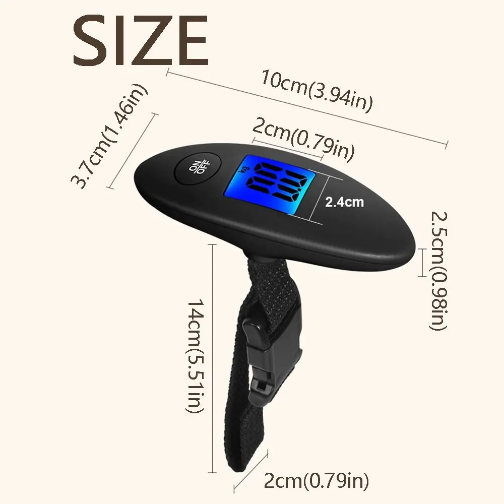 Spindle Shape Electronic Luggage Scale Portable kg/Ib Travel Weighing Scale High Precision LCD Display Digital Hanging Scales