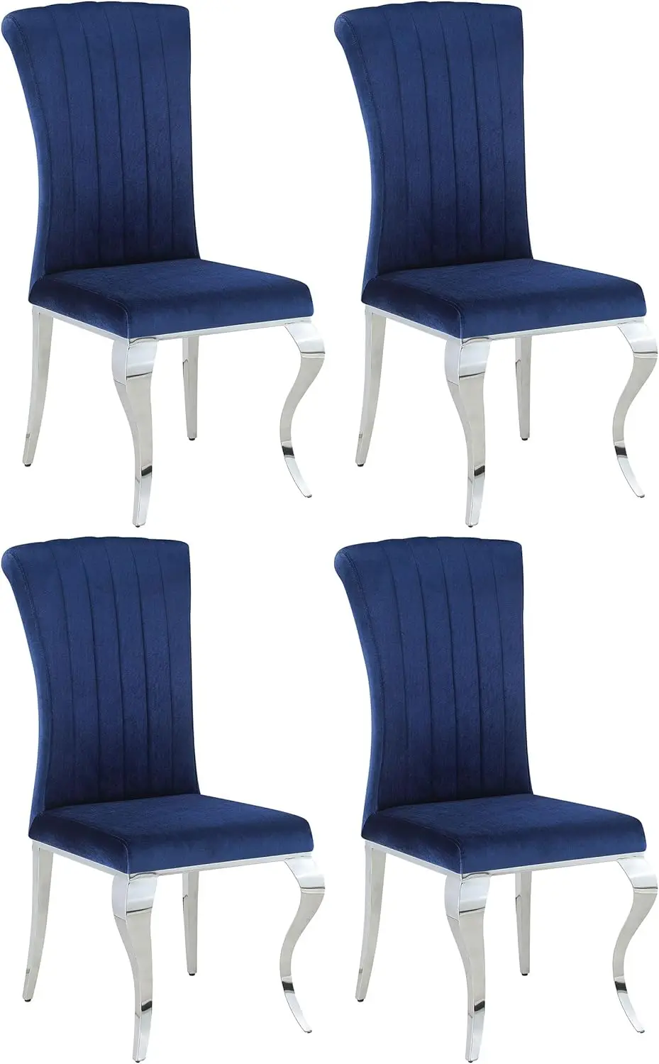 Betty Upholstered Side Chairs Ink Blue and Chrome (Set of 4)