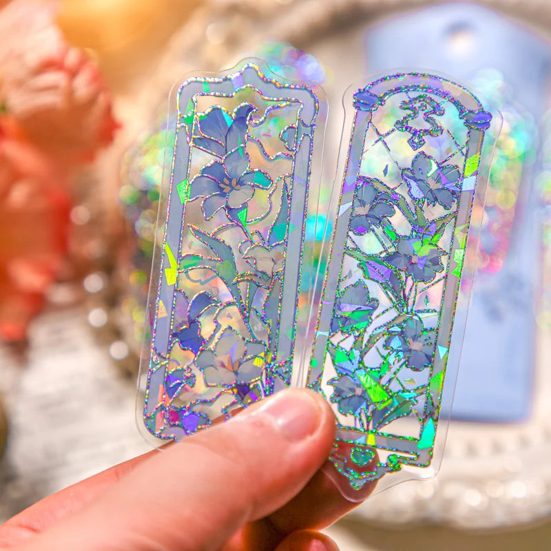 4 نمط 10 قطعة/الحقيبة الإشارات المرجعية البلاستيكية لقاء الزهور والمناظر الطبيعية سلسلة الساخن مختوم غير النظامية زهرة طالب القراءة الإشارات المرجعية الهدايا