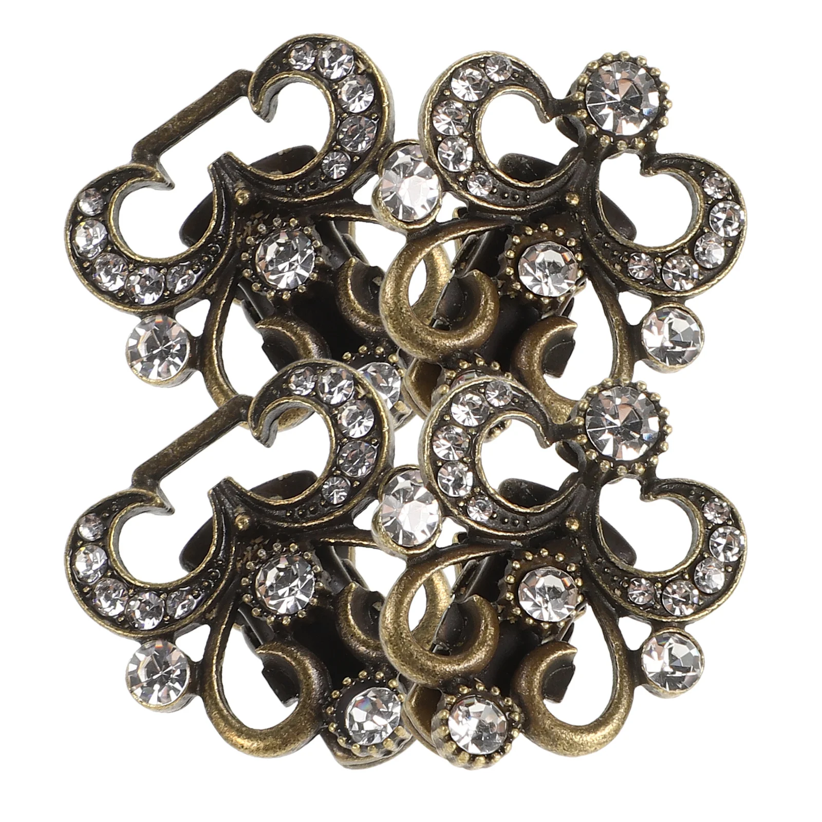 

2Pcs Zinc Alloy Rhinestone Sweater Clips Vintage Scarf Brooch Shawl Cardigan Collar Clasp Dress Cinch Clips Swirl Collar Clip