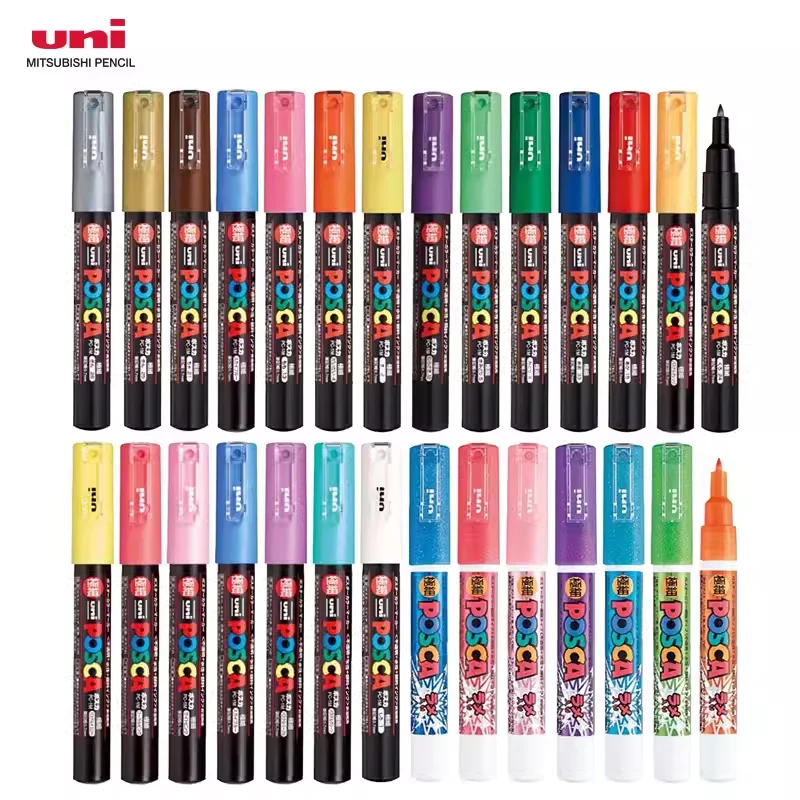 1pcs Uni POSCA  Acrylic Marker Pen PC-1M  0.7mm Plumones Rotuladores POP Poster Pen Graffiti Advertisement School Art Supplies