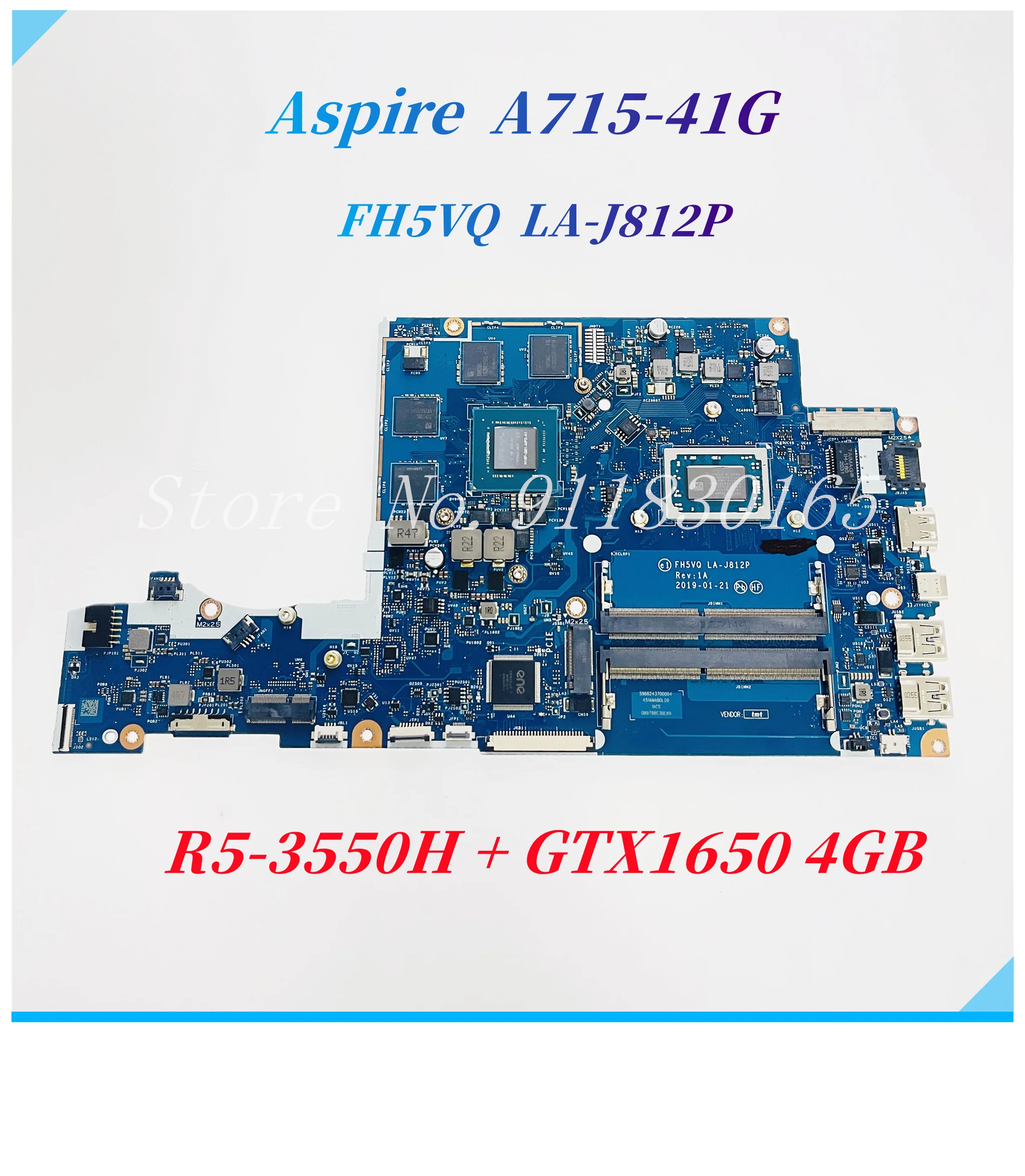 FH5VQ LA-J812P For Acer Aspire A715-41 A715-41G Laptop Motherboard With R5-3550H CPU GTX1650 4GB GPU DDR4 Mainboard 100% Work