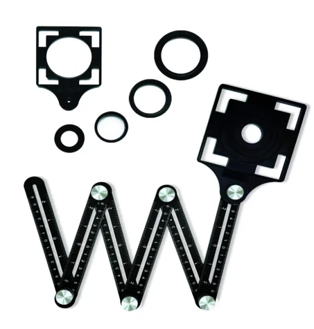 6 Regla multiángulo plegable, herramientas de medición de Material de aluminio ajustables, localizador de apertura de azulejos de cerámica, localizador de agujeros para azulejos