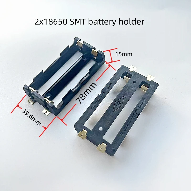 Caja de batería chapada en oro con parche SMT SMD, soporte de batería ignífugo, se puede conectar en serie y paralelo, 1/2/3/4x18650