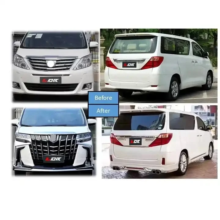 Factory Hot Sale Body Kit For Alphard Vellfire Anh20 2008 2009 2010 2011 2012 2013 2014 Upgrade To 18+ Anh30 35 With Headlight