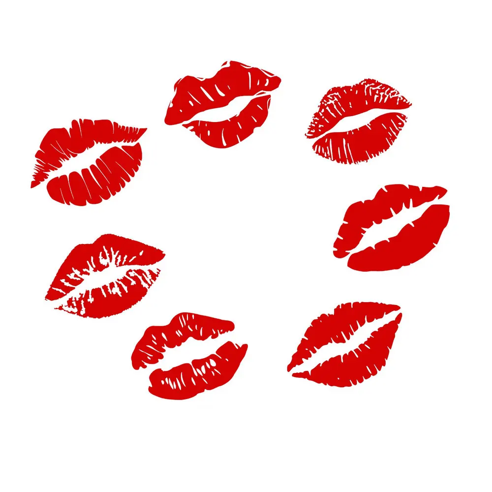 7 قطع قبلة علامات الفينيل ملصق لاصق لامع ورائع نافذة السيارة جدار الكمبيوتر المحمول آيفون الشفاه العلامات الحب الفن