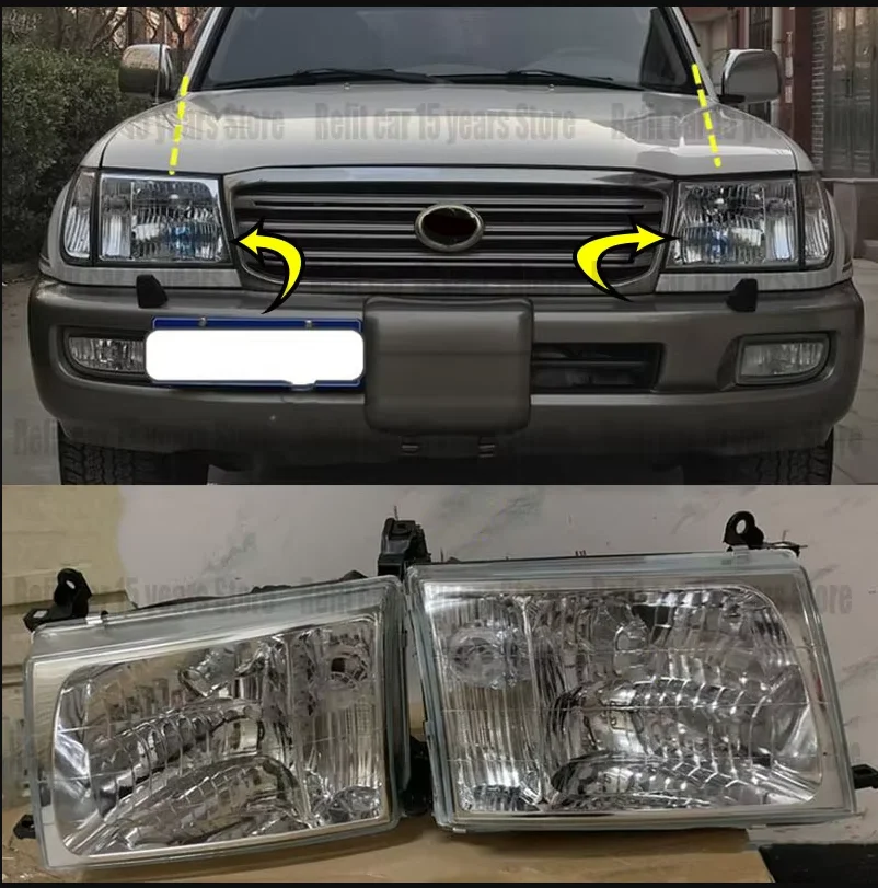 

Автомобильные аксессуары для Toyota LAND CRUISER 100 LC100, автомобильные фары, левый + правый галогенный 1998-2005 гг.