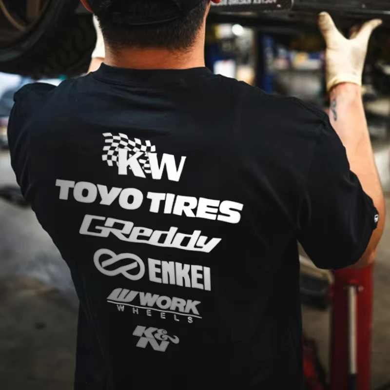 2025 جديد اليابانية تعديل سيارة تي شيرتات قصيرة الاكمام JDM تطور KN الموقف Enkei تعديل موقف KW القطن الخالص الثقافي #1