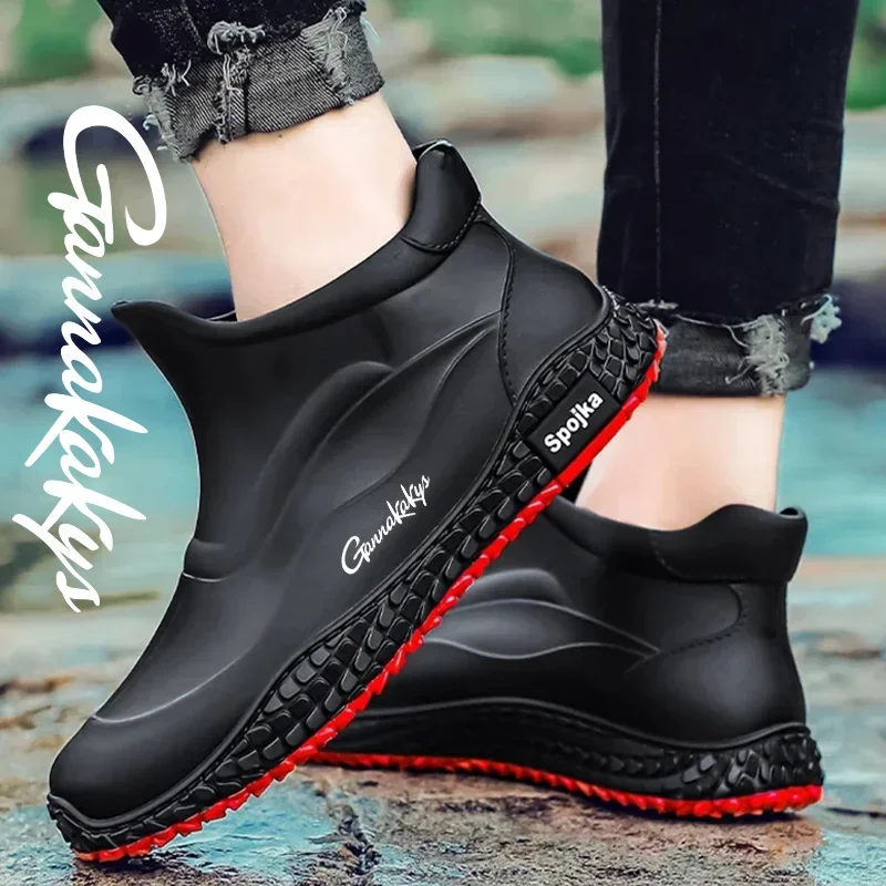 2024 New Type of Fishing Shoes, Men's Anti Slip and Waterproof Fishing Water Shoes, Outdoor Fishing Special Short Rubber Shoes