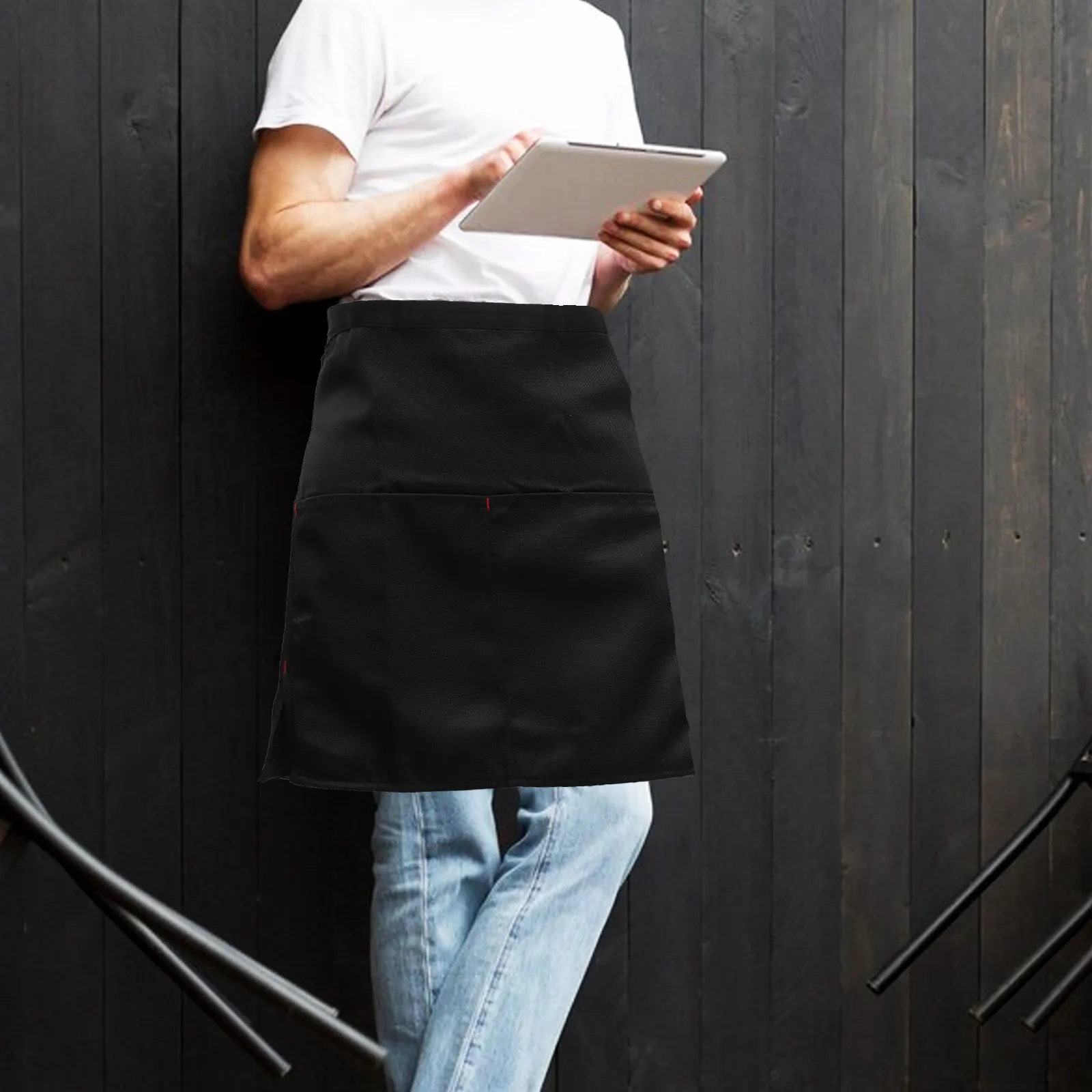 

Фартук с двумя карманами для женщин, поясной фартук унисекс для готовки, выпечки, гриля, уборки, рабочая одежда, незаменимый помощник на кухне, защита для готовки