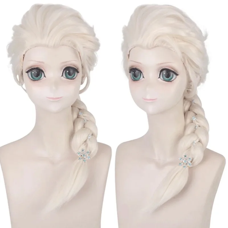 Synthetische Lange Zopfperücke Elsa-Inspirierte Blonde Cosplay-Perücke für Prinzessinnen-Kostüm Party Halloween Fasching