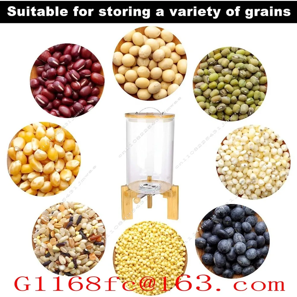 5L 8L Airtight Automatic Glass Rice Distributor Spout Measuring Cup with Wooden Cover Modern Kitchen Food Pantry