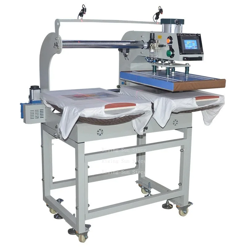 Automatic slide out 38 * 38 40 * 60 hydraulic hot press transfer machine double press station t-shirt logo embossing machine