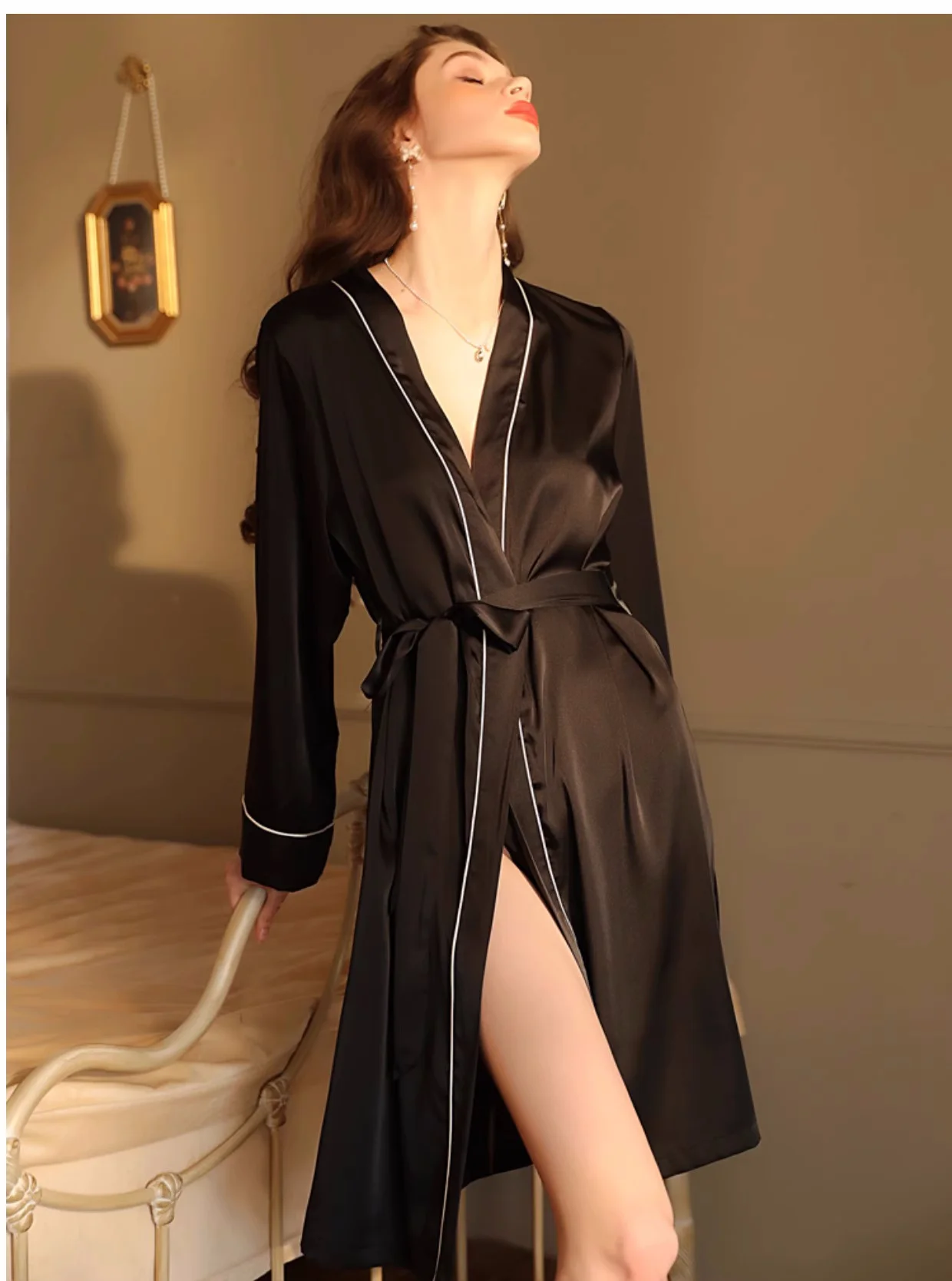 Female Pure Silk Kimono Robe Bathrobe Solid Women Satin Bridesmaid Night Gown Robes Sexy Ladies Fashion Dressing Gown Loungewear