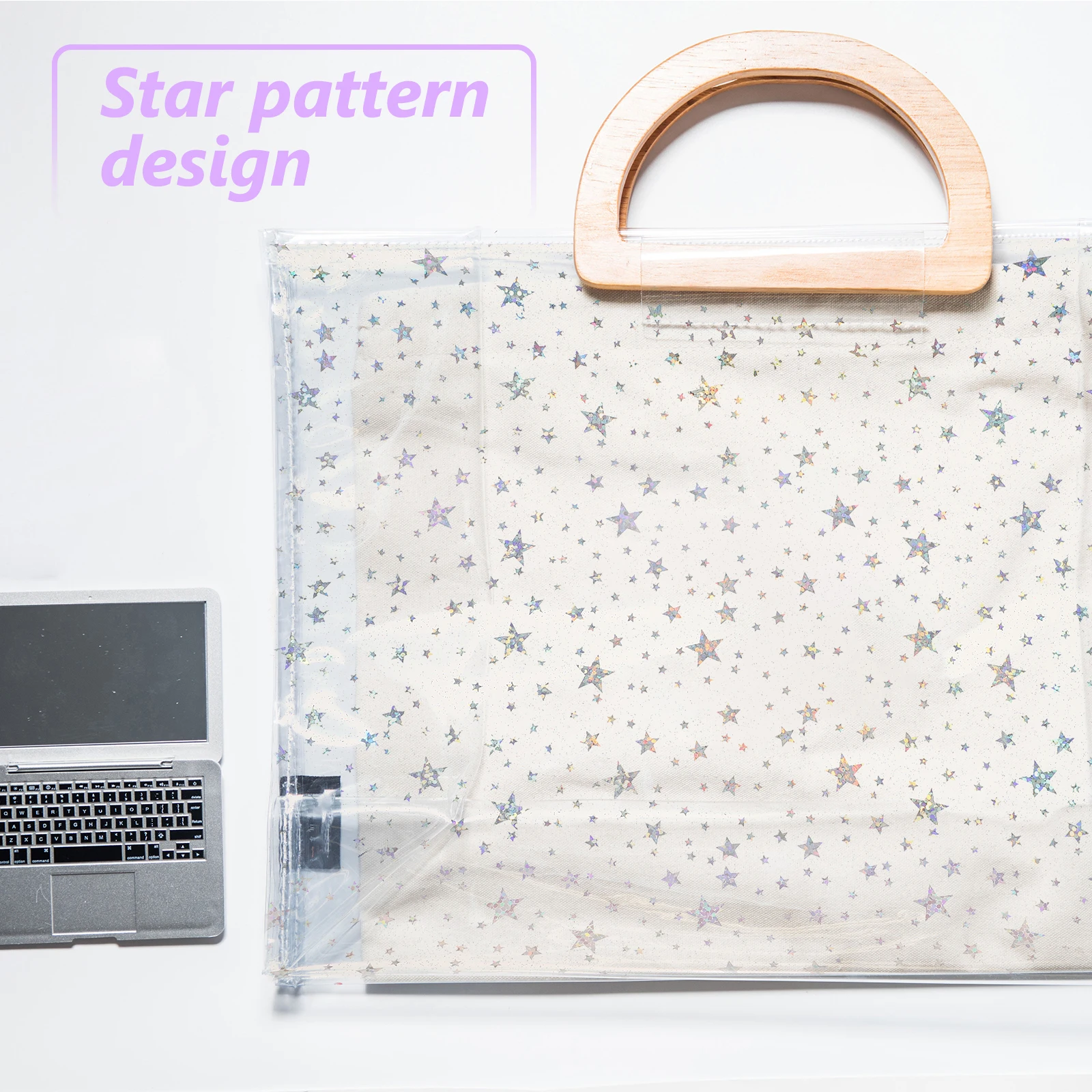 

1 Roll Transparent Five-Pointed Star PVC Film High Transparency DIY Craft Material Star Pattern Sheet for Pencil Cases Bags