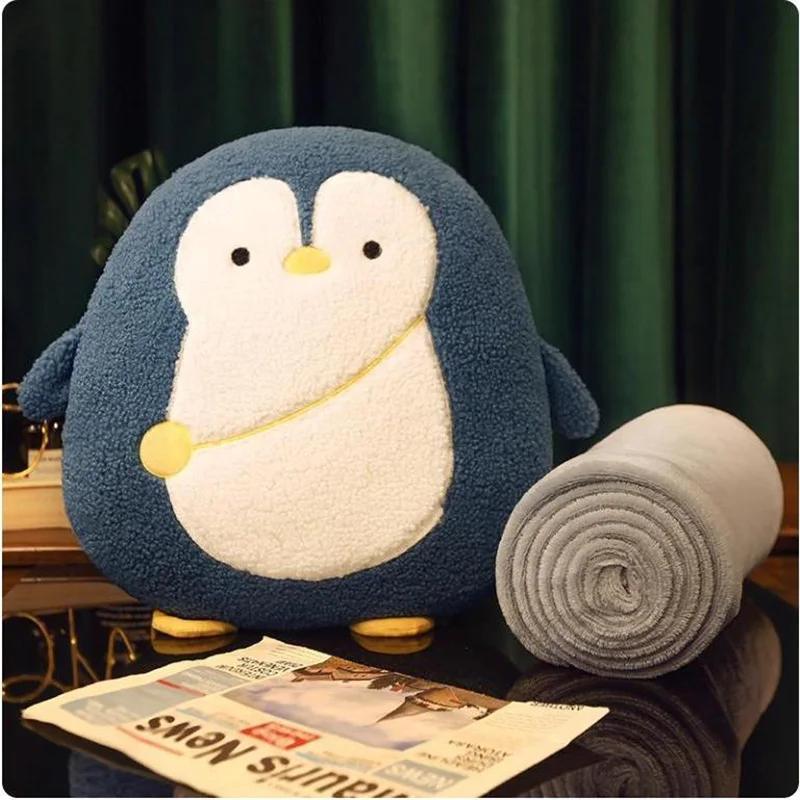 

Winter Pillow Quilt Dual Use Coral Fleece Blanket Car Cushion Sofa Napping Pillow Car Use