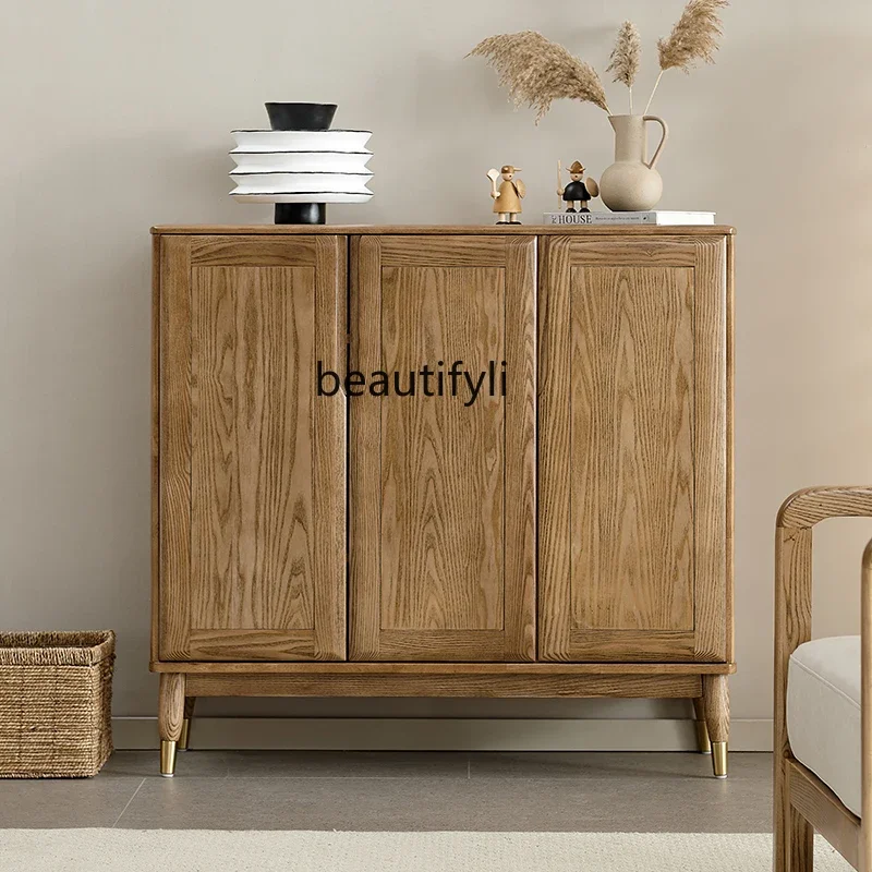 

Asmt51 Solid wood household entrance entrance shoe cabinet entry living room balcony ash wood storage locker