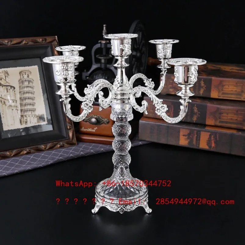European Metal Glass Candle Holder Romantic Candlelight Dinner Props Ancient Dining Table Home Decoration Ornament