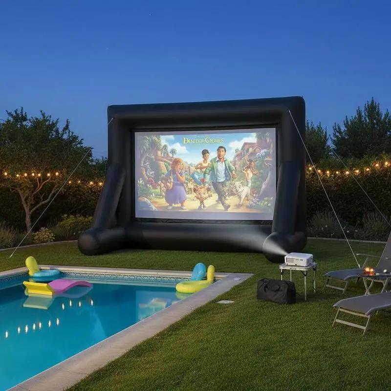 Aufblasbare Projektionsleinwand 427 cm Diagonale 16:9, 600D waschbar, mit Aufbewahrungstasche, einfach aufzubauen, für Garten, Pool, Außenbereich, Heimkino
